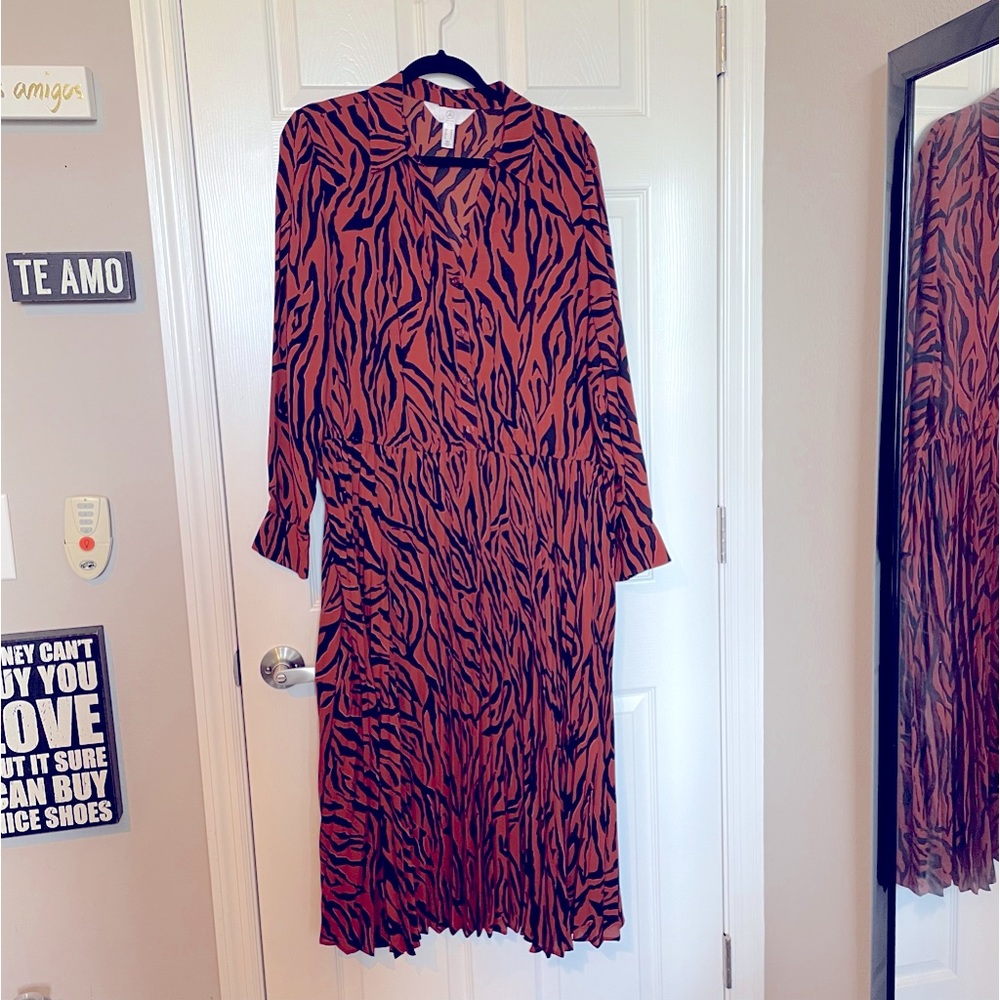 Asos pleated animal print dress, size 20